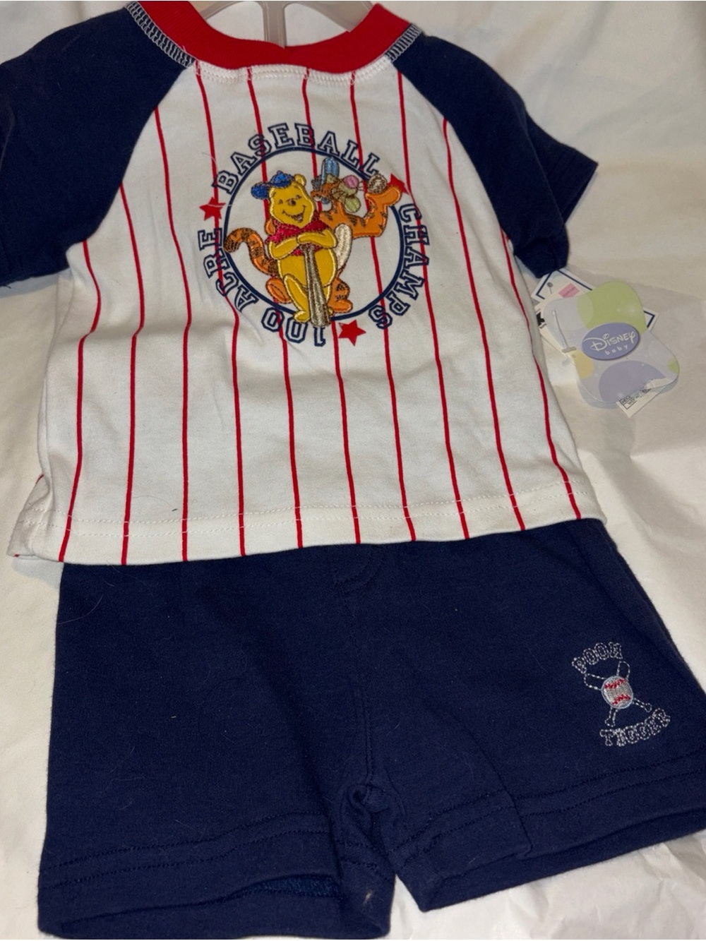 Disney Baby Winnie the Pooh Baseball Two-Piece Outfit - vintage Y2K embroidered